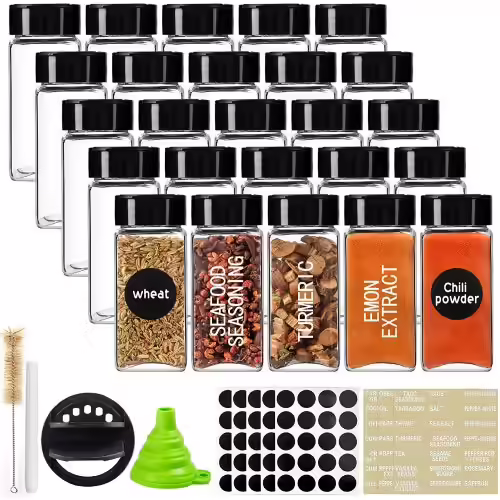 Cucumi Glass Spice Jars With Labels
