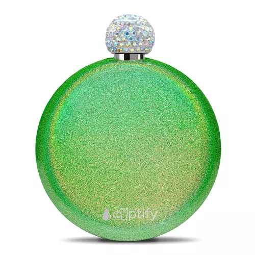 Cuptify Emerald Green Rhinestone Liquor Flask