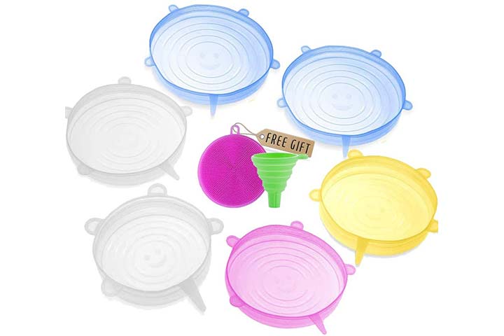 Darunaxy Silicone Stretch Lids, 6 pcs Assorted Color