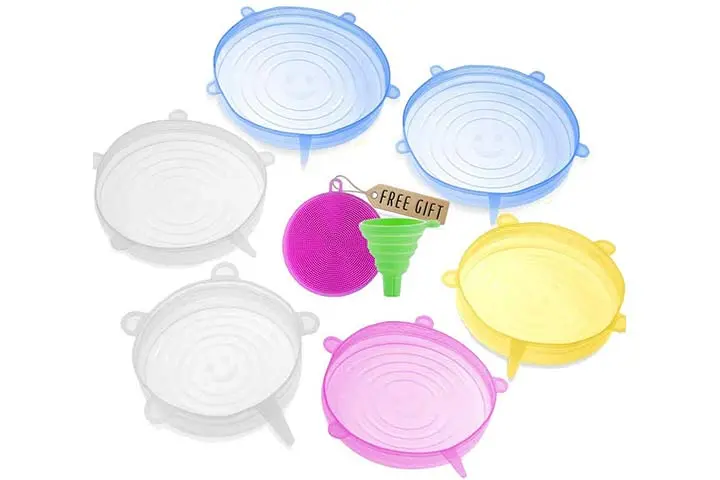 Darunaxy Silicone Stretch Lids, 6 pcs Assorted Color