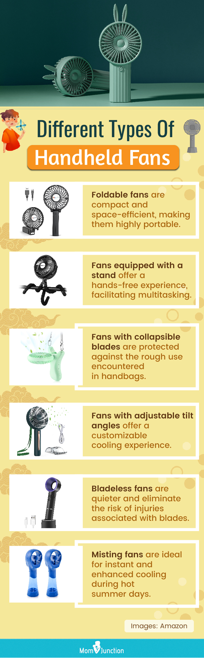 Different Types Of Handheld Fans (infographic)