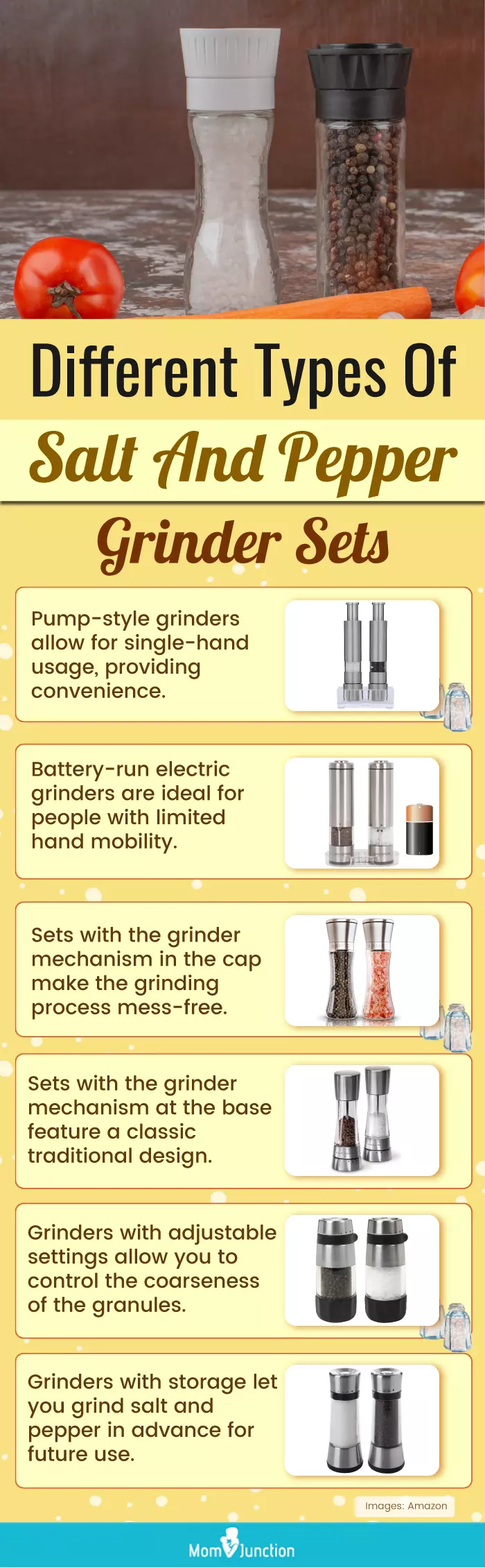 Different Types Of Salt And Pepper Grinder Sets (infographic)