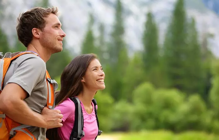 Husband goes on a hiking trip with wife to show his love to her 