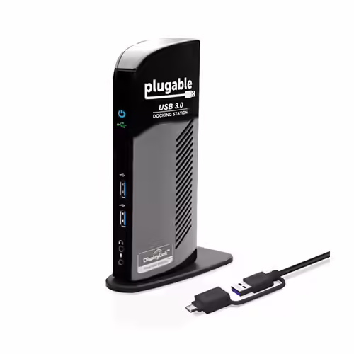 Plugable USB 3.0 Universal Laptop Docking Station Dual Monitor for Windows and Mac