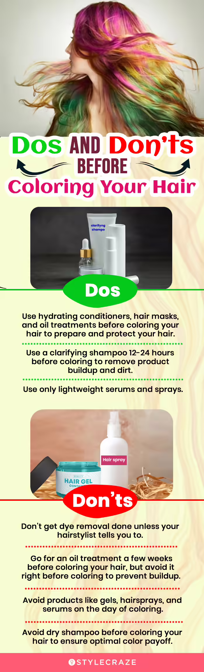 dos and don&rsquo;ts before coloring your hair (infographic)