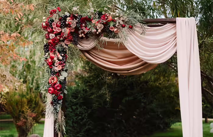 Drapes for the entrance to the barn wedding