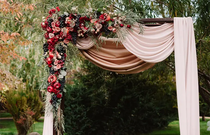 Drapes for the entrance to the barn wedding