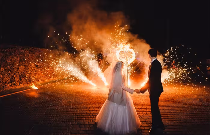 Fireworks can be used for an amazing wedding send off