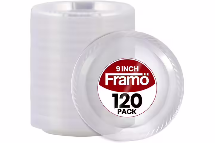 Framo Disposable Clear Plastic Plates in Bulk