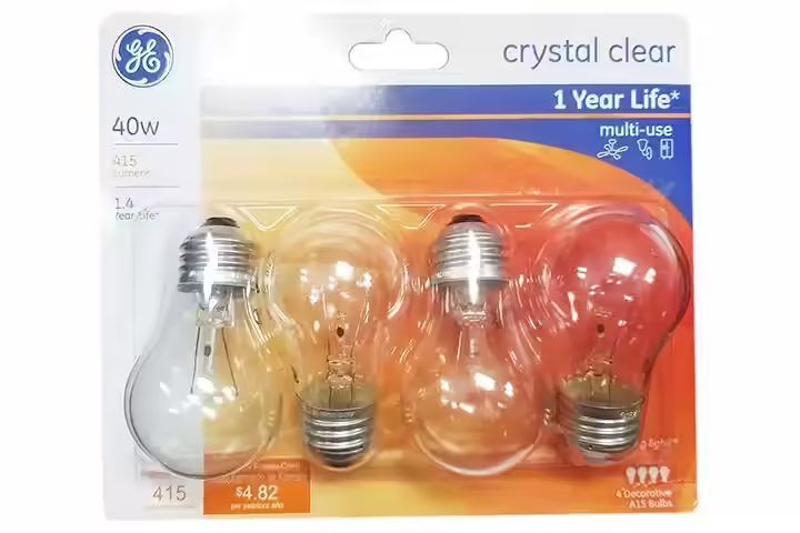 GE Crystal Clear Decorative A15 Bulb