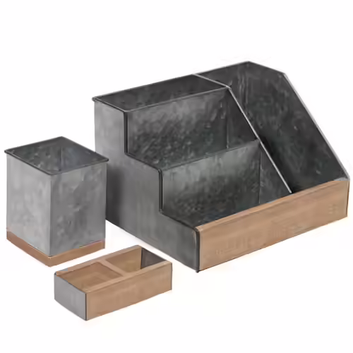 HBCY Creations Rustic Galvanized Desk Organizer