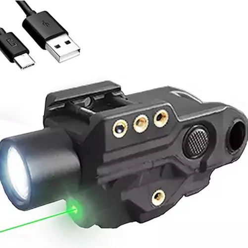 Hawk Gazer Low Profile Rechargeable Flashlight Green Laser Sight Combo