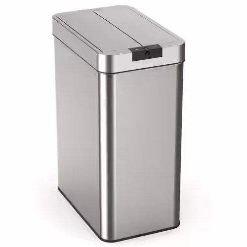 Homelands 13 Gallon Automatic Trash Can &ndash; Stainless Steel