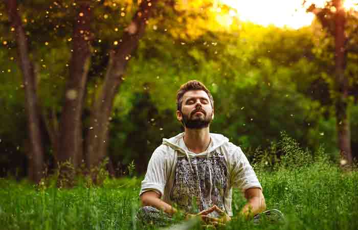 Man medidating to deal with toxic girlfriend