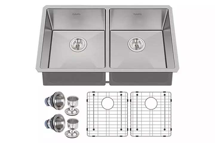 Hykolity Undermount Double Bowl Stainless Steel Kitchen Sink