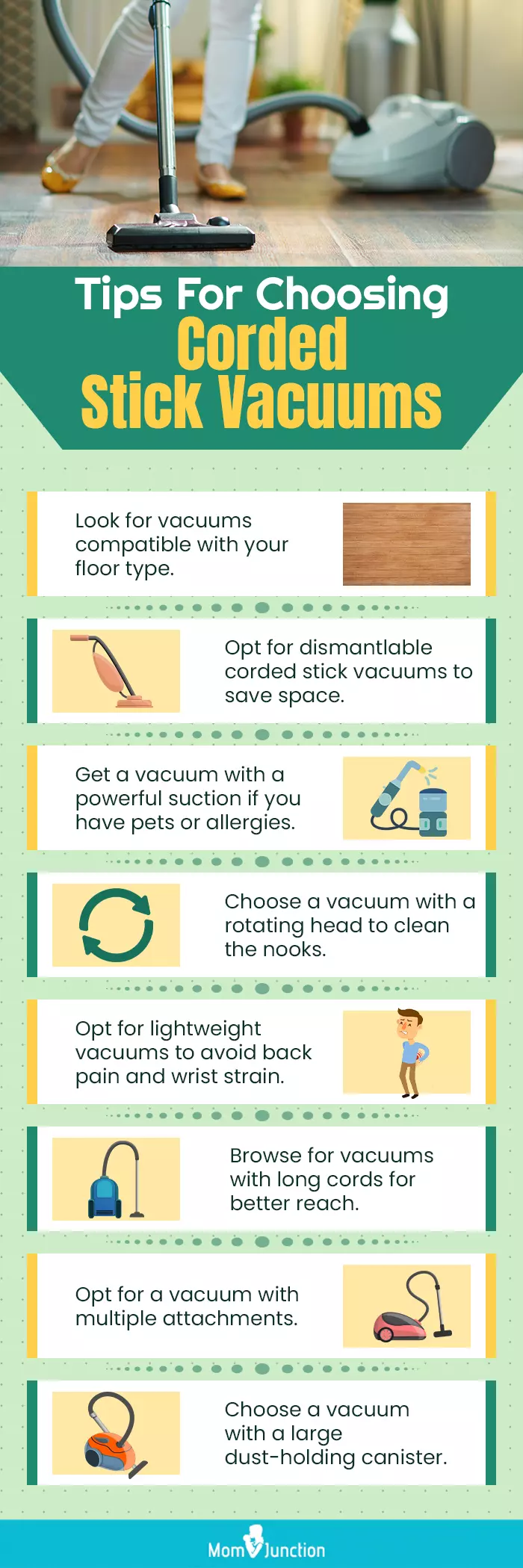 Tips For Choosing Corded Stick Vacuums (Infographic)