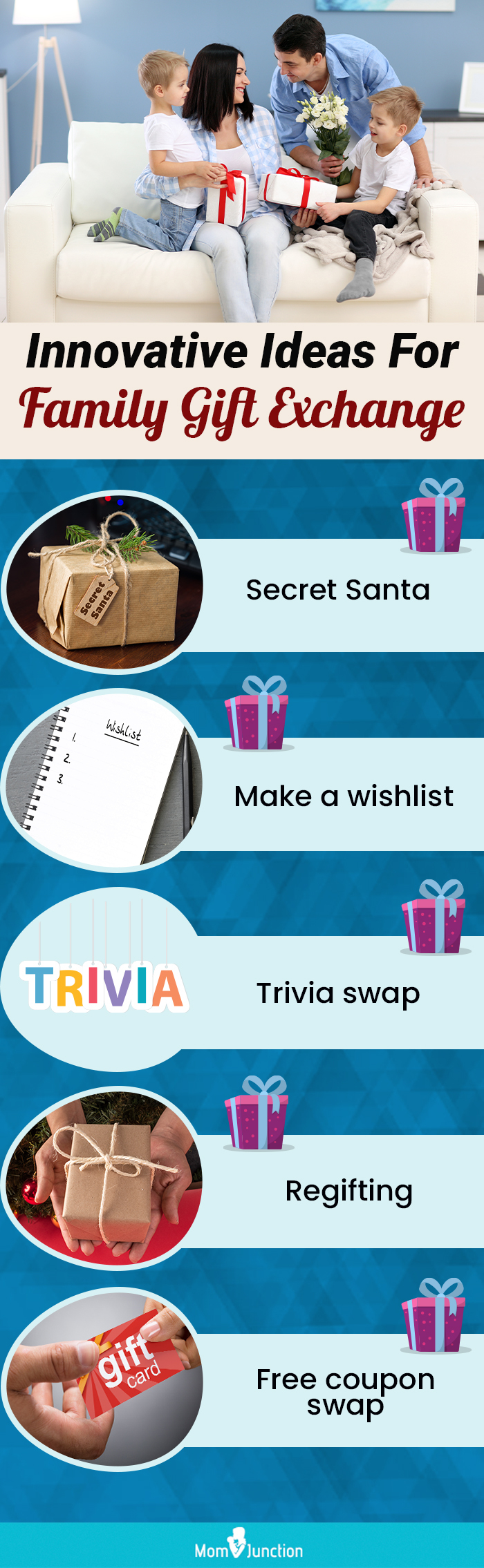 innovative ideas for family gift exchange (infographic)