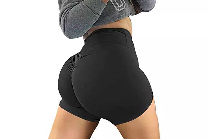 KIWI RATA Women's High Waisted Butt Lifting Workout Shorts