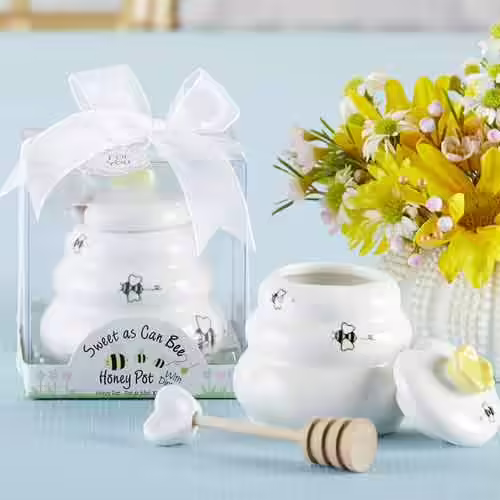 Kate Aspen Sweet As Can Bee Ceramic Honey Pot With Wooden Dipper