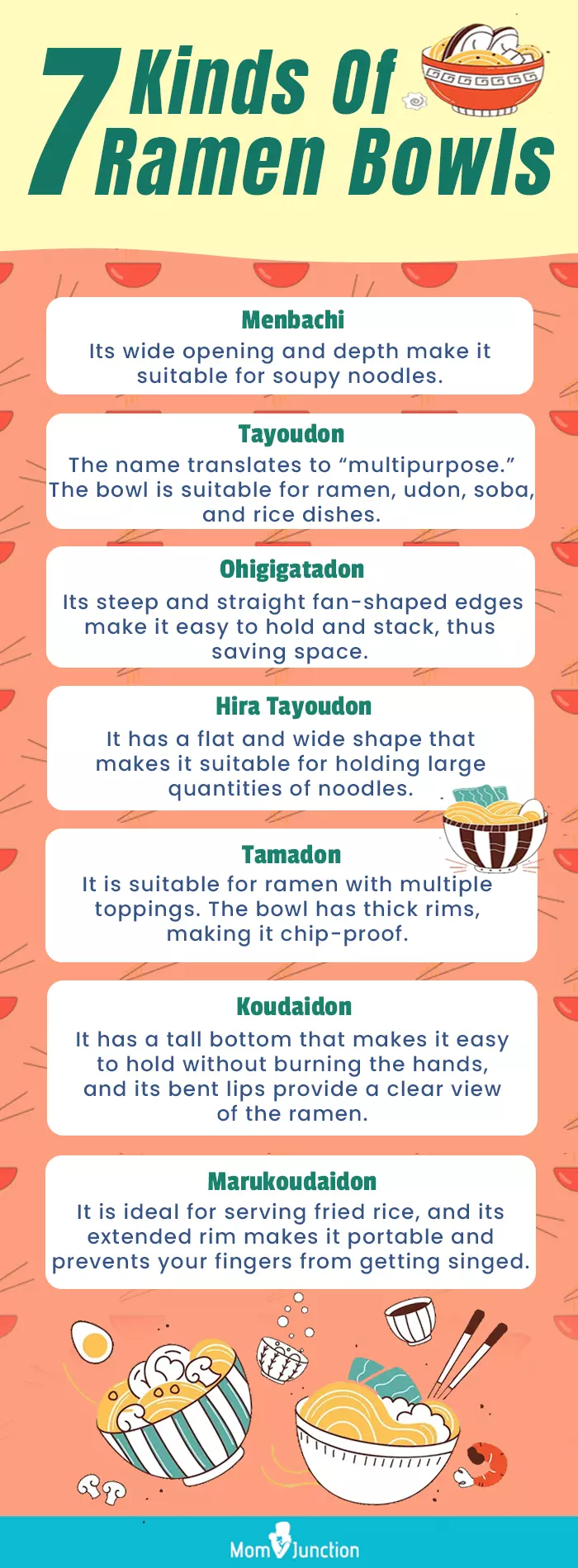 7 Kinds Of Ramen Bowls (infographic)