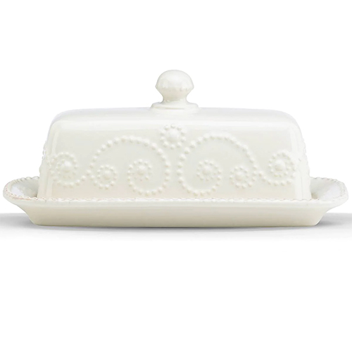 Lenox French Perle Covered Butter Dish