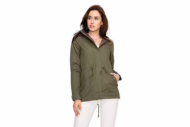 Lock and Love LL Women's Casual Military Safari Anorak Jacket with Hoodie