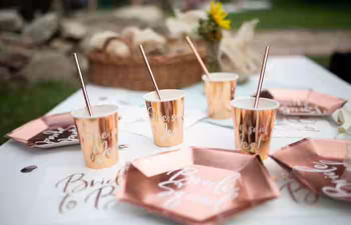 A rose and golden-colore bachelorette party