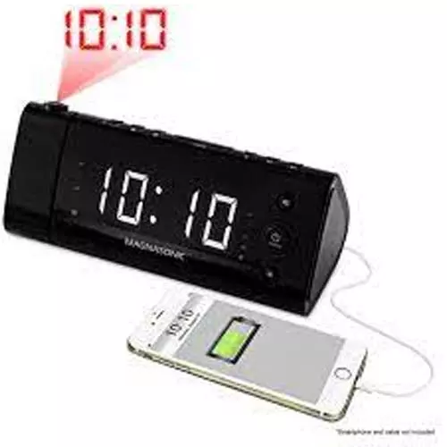 Magnasonic USB Charging Alarm Clock With Time Projection