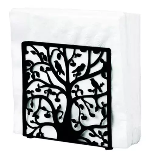 MyGift Black Metal Upright Napkin Holder