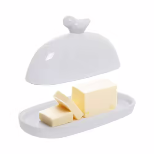 MyGift White Ceramic Farmhouse Butter Dish