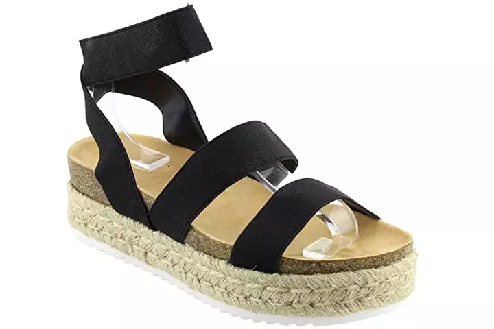 Nature Breeze FQ83 Womens Elastic Strappy Lug Sole Platform Sandals