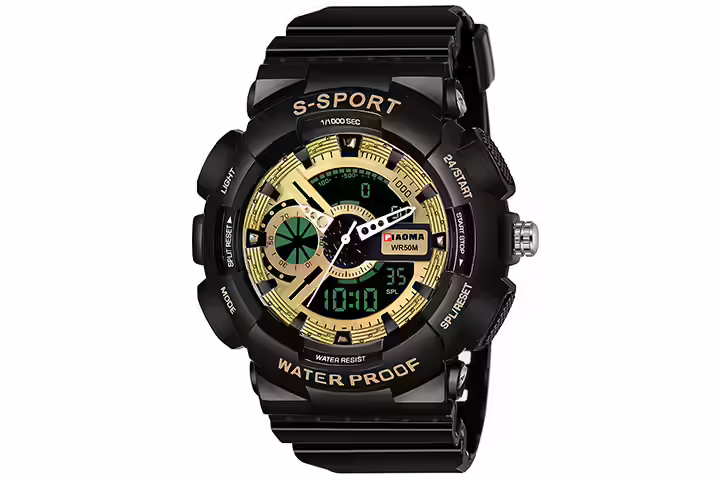 Piaoma Analog-Digital Gold Dial Men's Watch