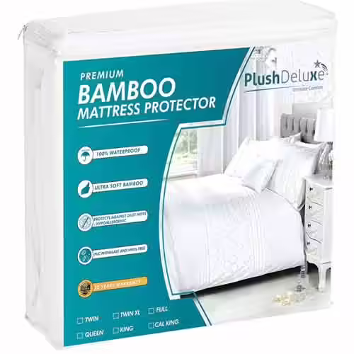 PlushDeluxe Premium Bamboo Mattress Protector