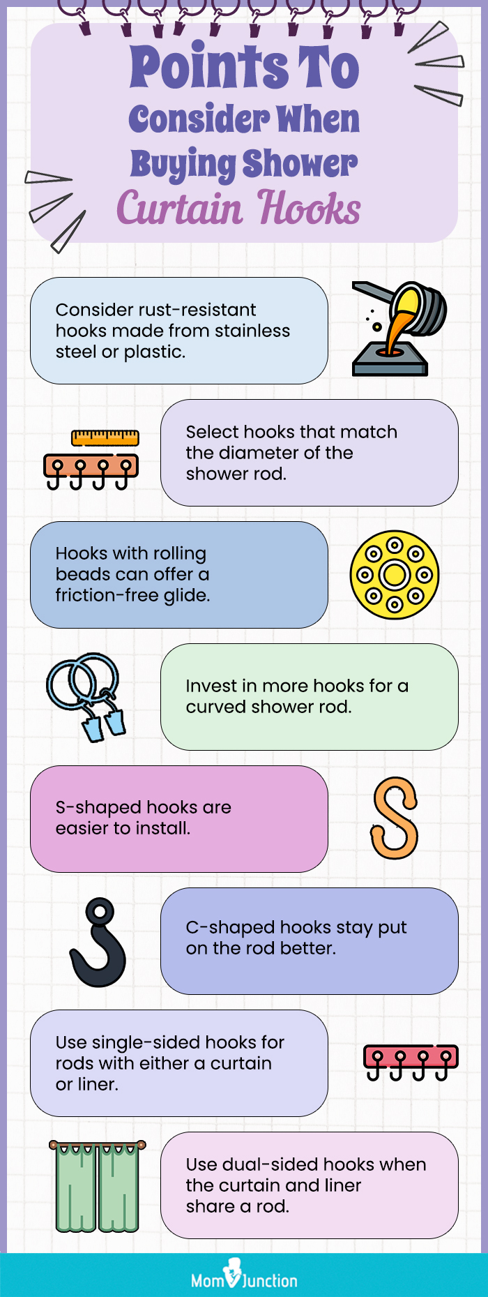 Points To Consider When Buying Shower Curtain Hooks (infographic)