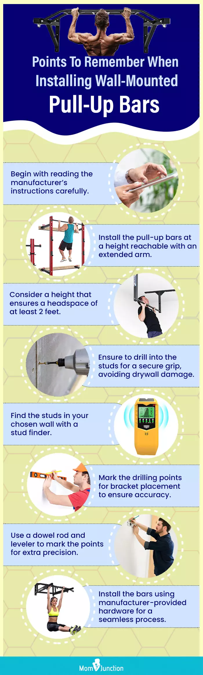 Points To Remember When Installing Wall Mounted Pull Up Bars (infographic)