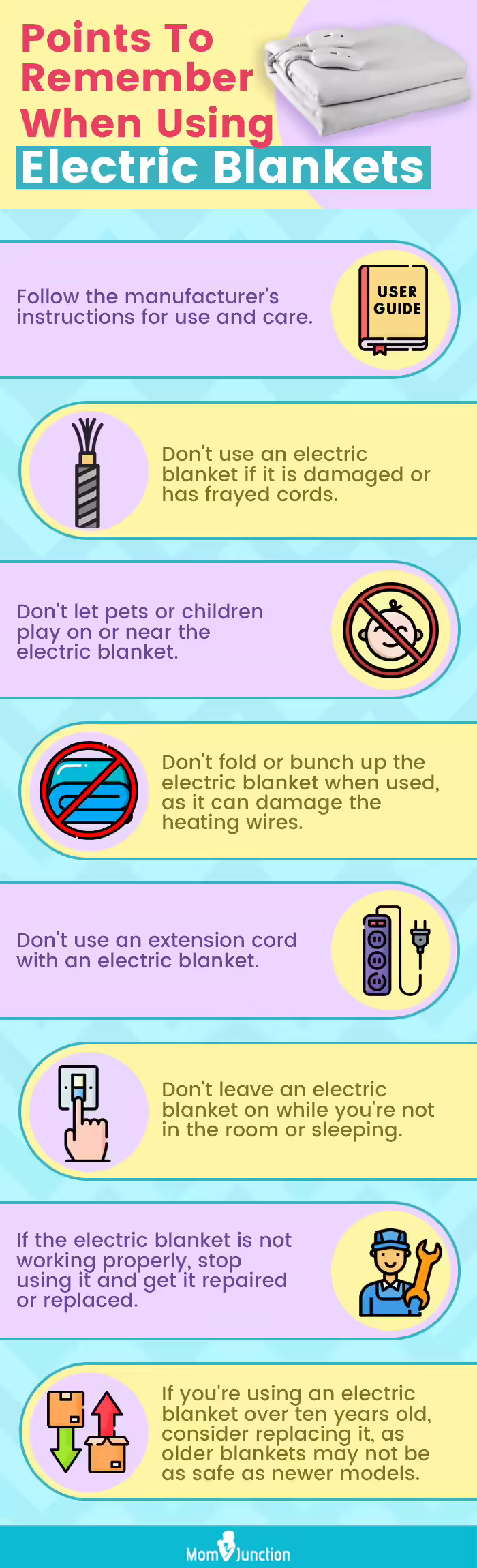 Points To Remember When Using Electric Blankets (infographic)