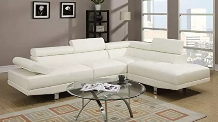 Poundex 2-Piece Leather Sectional Sofa