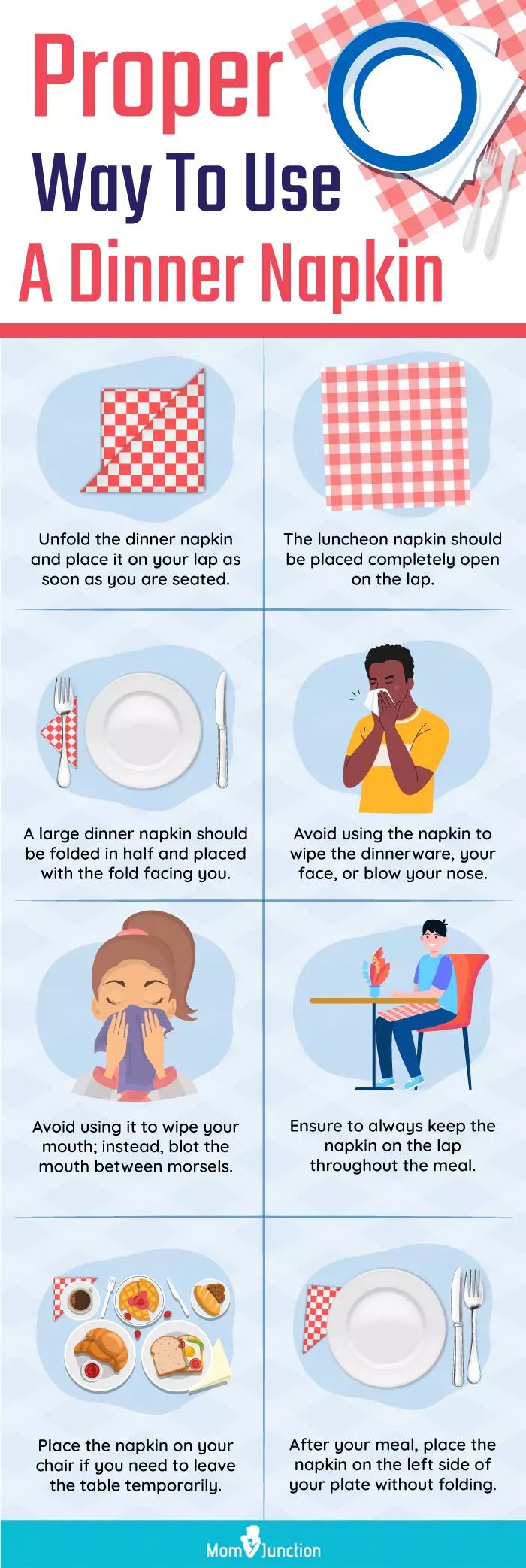 Proper Way To Use A Dinner Napkin (infographic)