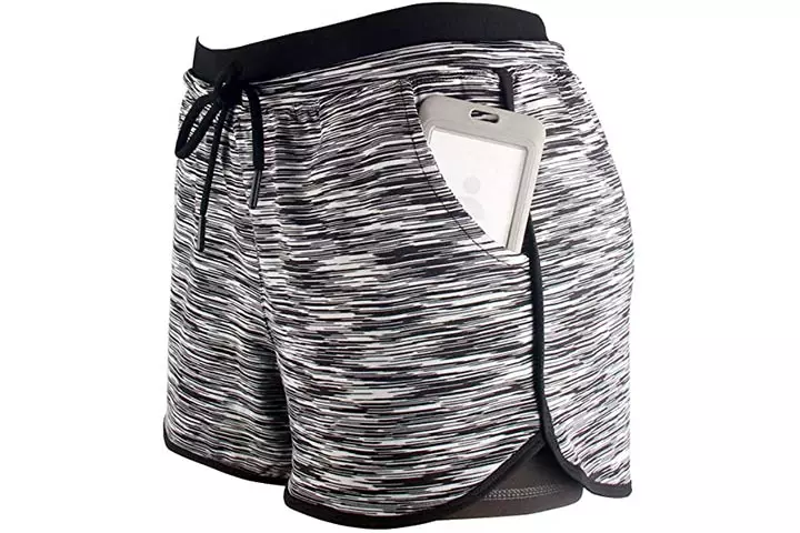 RIBOOM Women's 2-in-1 Active Yoga Gym Sport Shorts With Pockets