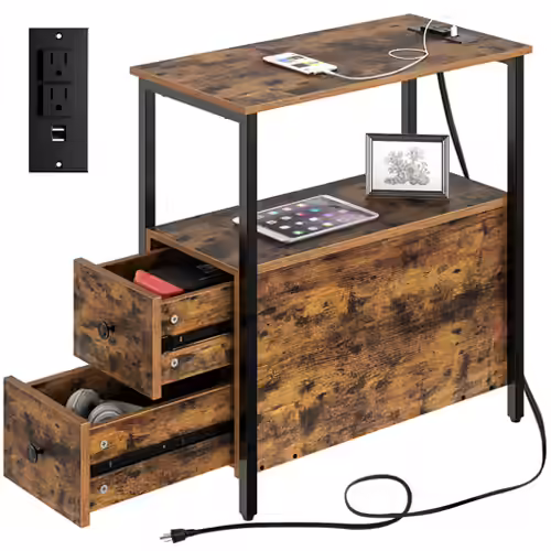 Rolanstar End Table With Charging Station