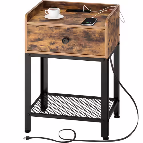 Rolanstar Nightstand with Charging Station