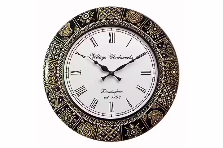 RoyalsCart Floral Design Painting Analog Wall Clock