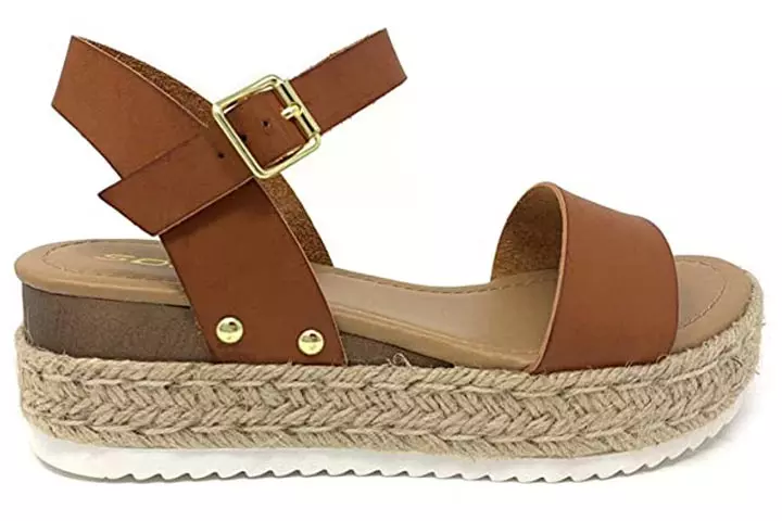 SODA Clip Casual Espadrilles Trim Flatform Studded Wedges