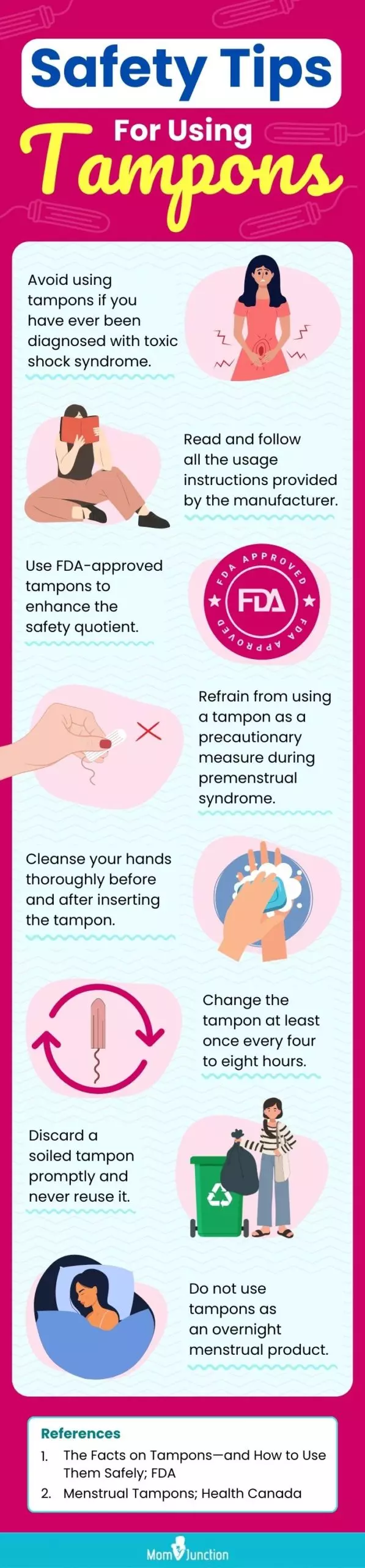 Safety Tips For Using Tampons (infographic)