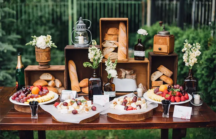 Seasonal food at a barn wedding