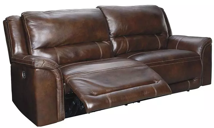 Signature Design by Ashley Catanzaro Power Reclining Sofa wAdjustable Headrest- Mahogany