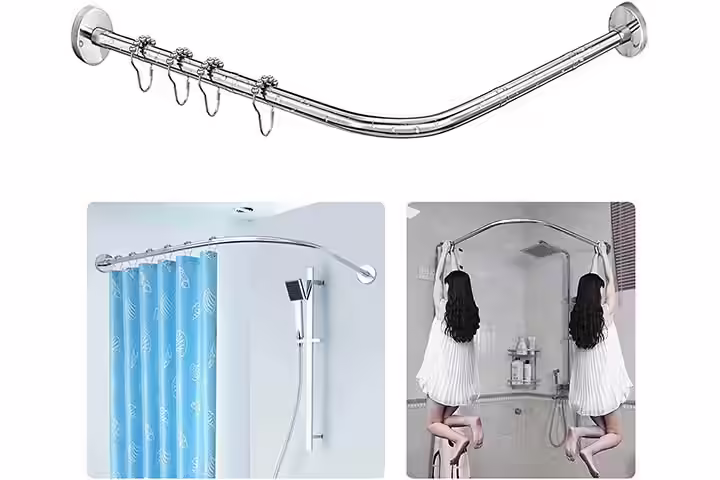 Sikaiqi Stretchable Corner Shower Curtain Rod 