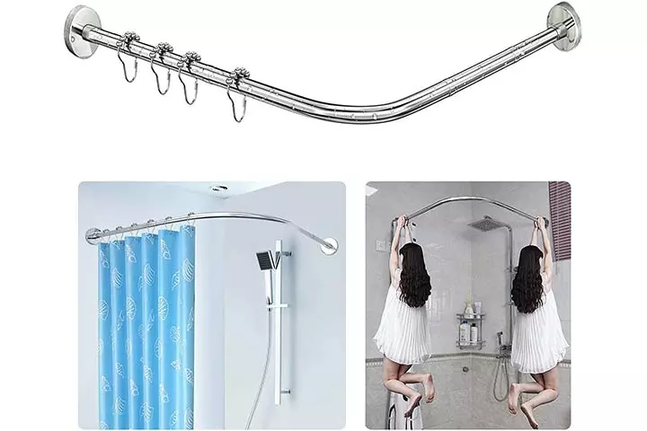 Sikaiqi Stretchable Corner Shower Curtain Rod 