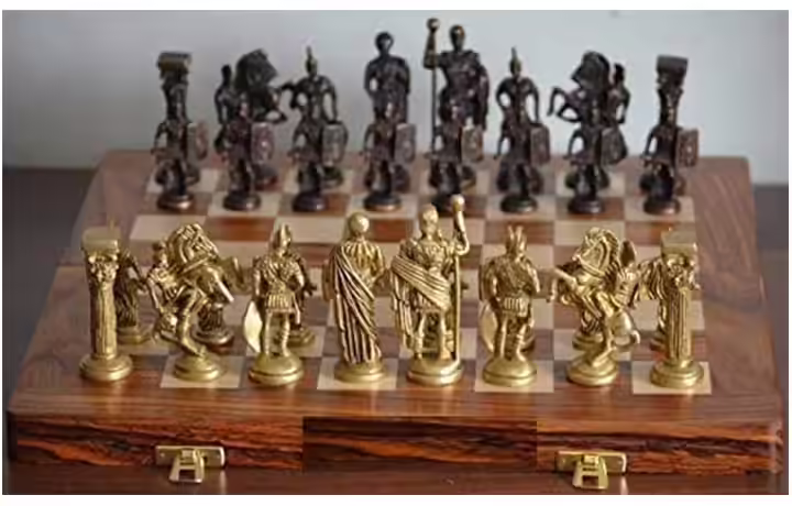 Skywalk Hand Crafted Roman Brass Chess Set