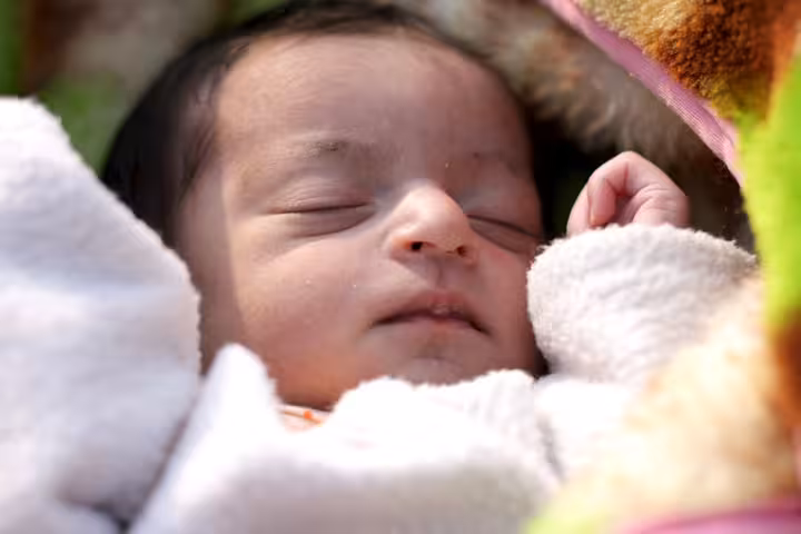 Sleeping process of one month old baby
